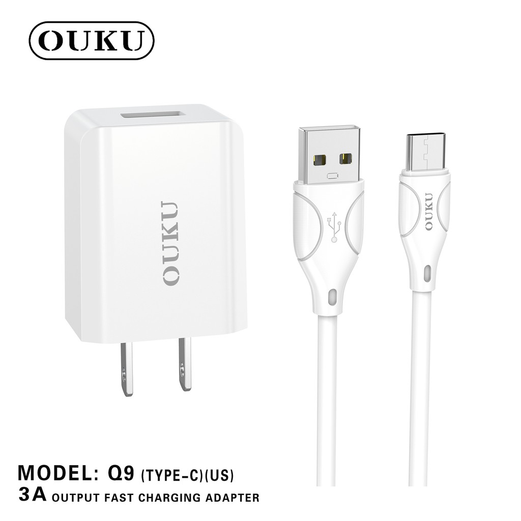 ouku-q9-ชาร์จเร็ว-3a-ouku-รุ่น-q9-ชุดชาร์จ1usb-3a-fast-charge-หัวชาร์จ-สาย-ยาว1เมตร-for-l-type-c-micro-พร้อมส่ง