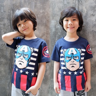 Marvel Boy Captain America T-Shirt - เสื้อยืดเด็กมาร์เวลลายกัปตันอเมริกา สินค้าลิขสิทธ์แท้100% characters studio