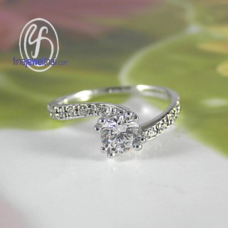 Finejewelthai แหวนเพชร-แหวนเงิน-เพชรสังเคราะห์-เงินแท้-แหวนหมั้น-แหวนแต่งงาน-Diamond CZ-Silver-Wedding-Ring - R1286cz