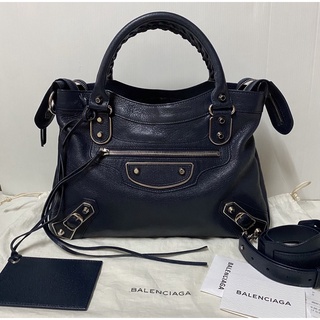 like new!! balenciaga edge town in navy shw