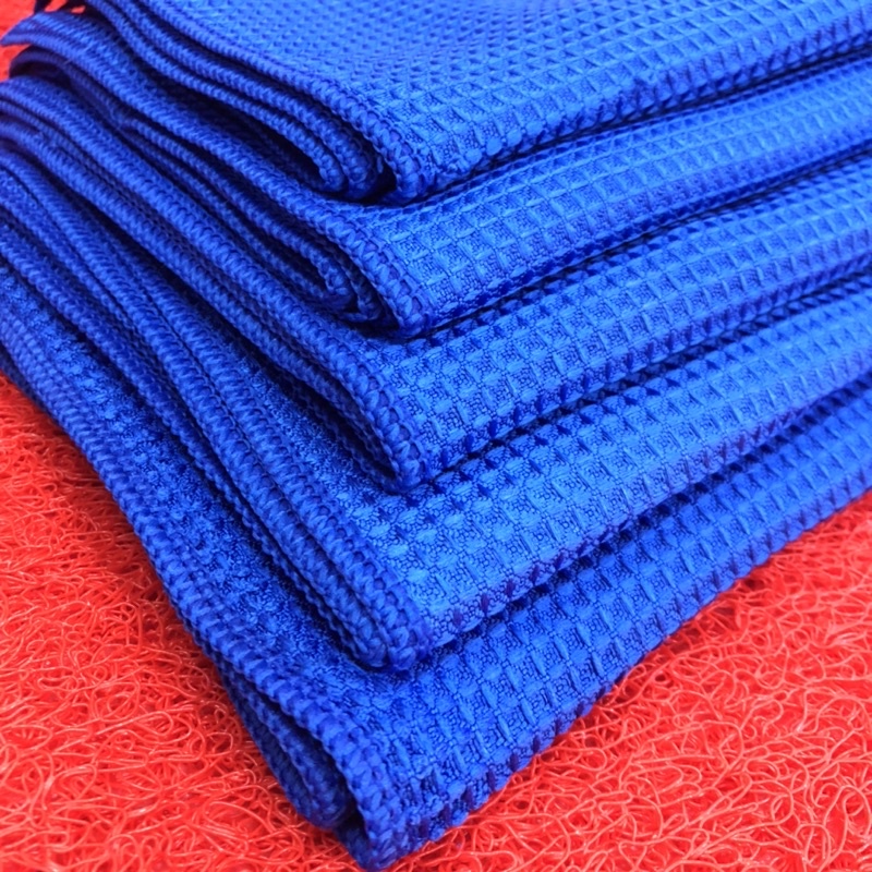 ผ้าวาฟเฟิล-ผ้าเช็ดกระจก-microfiber-waffle-weave-ขนาด-40x40cm-เช็ดแล้วไม่ทิ้งคราบไม่มีรอยขีดข่วน