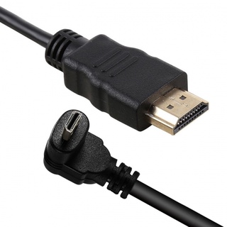 Cy Up Angled 90 องศา Micro HDMI ถึง HDMI ตัวผู้ HDTV สายเคเบิล สําหรับโทรศัพท์มือถือและแท็บเล็ตและกล้อง