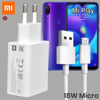 ที่ชาร์จ Xiaomi 18W Micro เสียวมี่ Mi Play สเปคตรงรุ่น หัวชาร์จ EU สายชาร์จ ไมโคร ชาร์จเร็ว ไว ด่วนแท้ 2เมตร