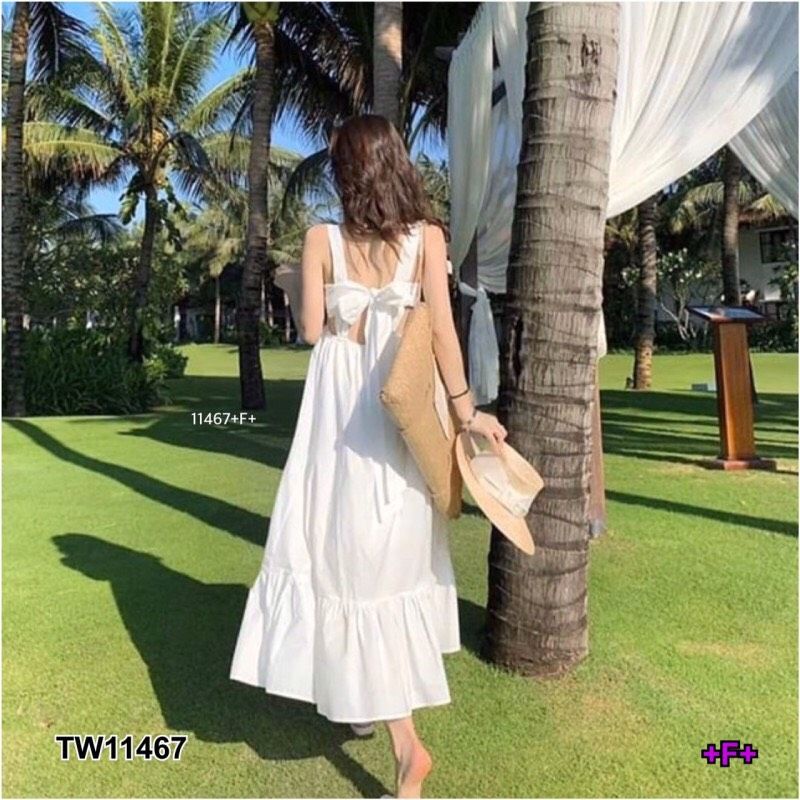 tw11467-maxi-dress-แม็กซี่เดรสสายเดี่ยวยาวสีพื้นผ้าไหมอิตาลี่-ชายระบาย-ดีเทลด้านหลังแต่งผูกโบว์-เอวยิดด้านหลัง