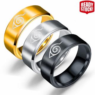 3 สีอะนิเมะนารูโตะสัญลักษณ์แหวนสแตนเลสแหวนแหวนไทเทเนียม