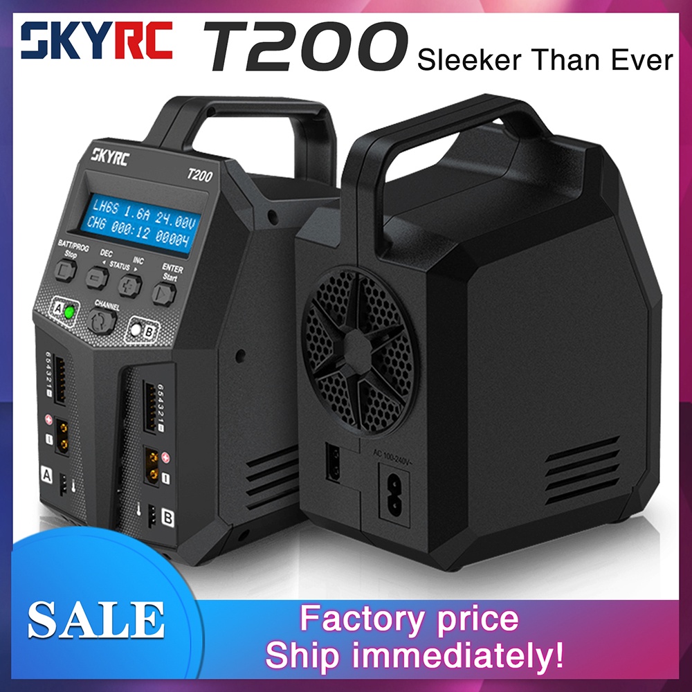 Skyrc T200 ที่ชาร์จแบตเตอรี่ 12A 100W Dual XT60 ปลั๊ก 10W สําหรับ LiHV ...