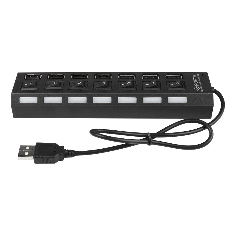 ภาพสินค้าพอร์ท USB 7 พอร์ท LED USB มีสวิชท์ On / Off สีดำและสีขาว จากร้าน kebidutechnology.th บน Shopee ภาพที่ 2