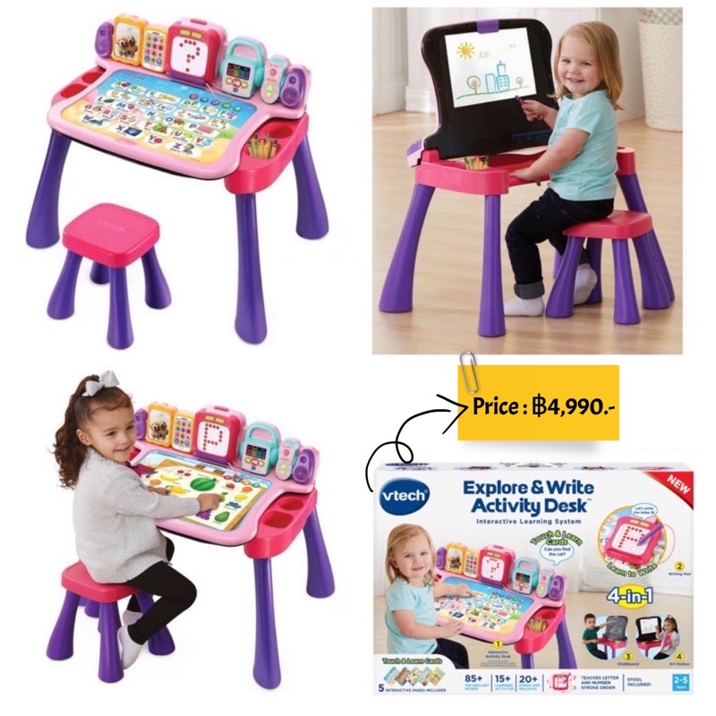 โต๊ะกิจกรรม-vtech-explore-and-write-activity-desk-pink