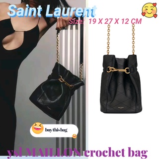 แซงต์โลรองต์  Saint Laurent  ysl  MAILLON หนังนิ่มตะขอหัวเข็มขัดกระเป๋า/กระเป๋าสะพายไหล่