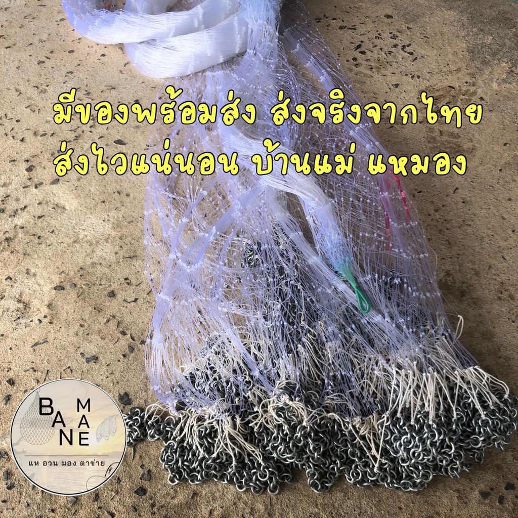 แห-แหไทย-แหถูกๆ-แหเอ็น-ขนาด-10-cm-ยาว-6-12-ศอก-ติดลูกพร้อมใช้งาน-สีเนื้อแห-อาจแตกต่างตามล็อตที่มีช่วงนั้นๆ-มีเก็บปลายทา