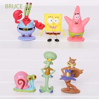 Bruce โมเดลฟิกเกอร์การ์ตูน Spongebob Patrick Star ของเล่นสําหรับเด็ก 6 ชิ้น ต่อชุด