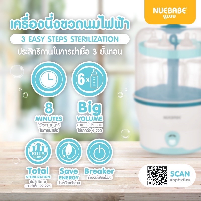 เครื่องนึ่งขวดนมไฟฟ้า-nuebabe-ประกัน-1-ปี-ใช้งานง่าย