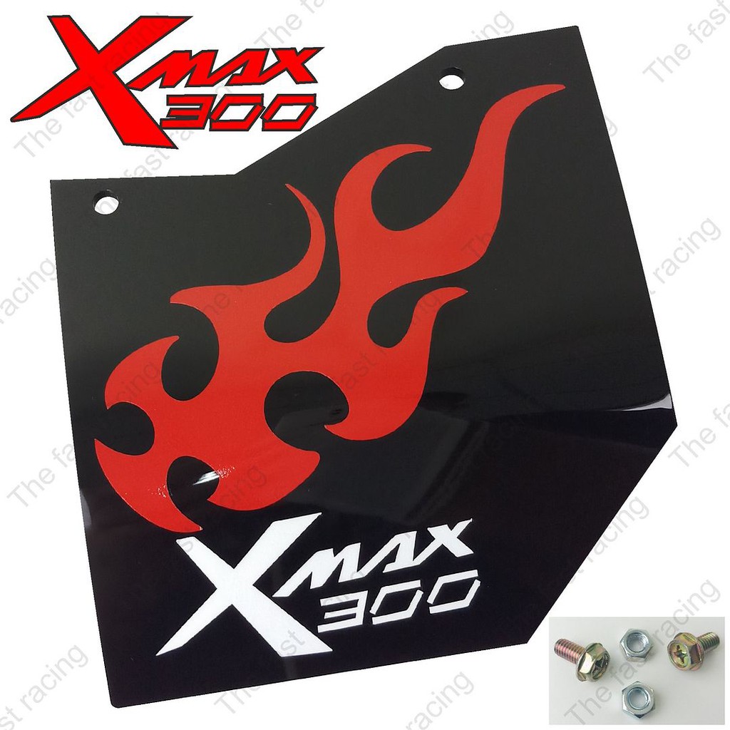 จัดโปร-กันดีดxmax300-แผ่นกันดีด-กันโคลน-บังได-xmax300-อคิลิคสีดำลายxmax-fire