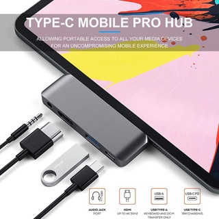 อะแดปเตอร์ฮับ USB C Type-C เป็น HDMI 4K 3.5 มม. เสียง USB3.0 PD ชาร์จเร็ว Type-C สําหรับแท็บเล็ต โทรศัพท์มือถือ แล็ปท็อป