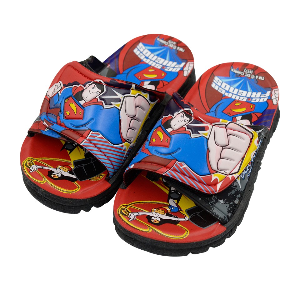 รองเท้าแตะเด็ก-footniks-รุ่น-28-808-งานปรับสายได้-แบบสวม-ซุปเปอร์แมน-superman-ลิขสิทธิ์แท้-dc-super-friends