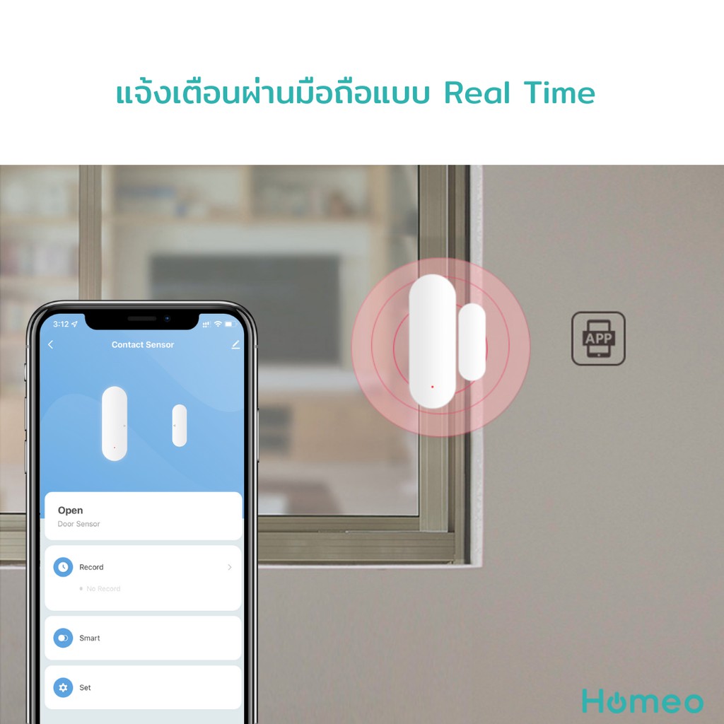 ภาพหน้าปกสินค้าTuya Wifi Door Window Sensor เซนเซอร์ประตูหน้าต่างแบบ Wifi จากร้าน homeo.thailand บน Shopee