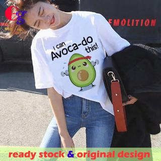 Xggx เสื้อยืดลําลองแฟชั่นสําหรับสตรีผ้าฝ้ายแขนสั้นคอกลมพิมพ์ลาย Avocadoเสื้อเช