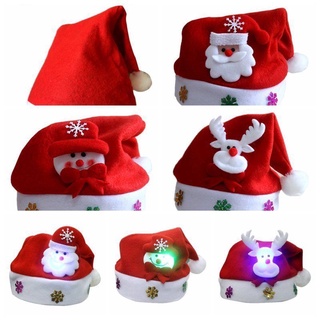 สินค้า หมวกคริสต์มาสไฟ Led หมวกสําหรับเด็กและผู้ใหญ่ / หมวกซานตาคลอส Elk และสโนว์แมน / หมวกคริสต์มาส