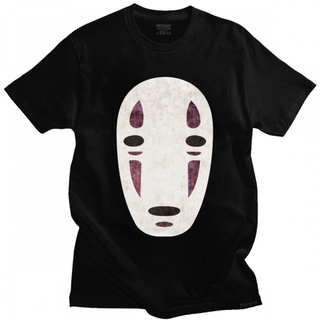 ღღSpirited Away No Face T Shirt Men Graphic T-Shirt Short Sleeves Japanese Anime Kaonashi Tee Tops Streetwear Tshirt vOU