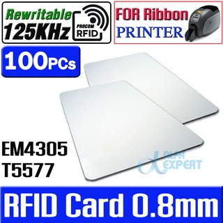 บัตร RFID แบบบาง 0.8mm ความถี่ 125KHz เปลี่ยน UID ได้ 100ใบ ใช้กับเครื่องพิมพ์บัตรพลาสติก PVC แบบ ริบบ้อน (EM4305 T5577)