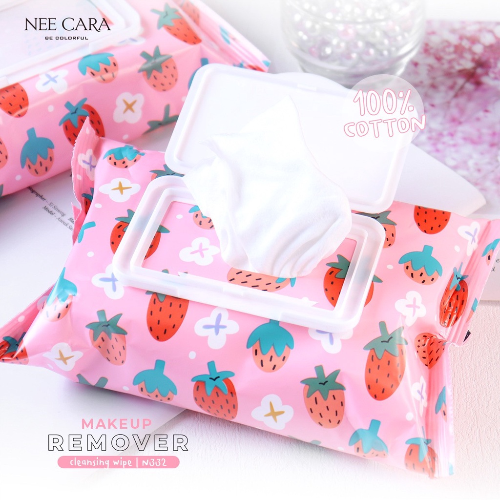 เช็ดเครื่องสำอาง-nee-cara-n332-makeup-remover-clqhsg-wipe-ลบเกลี้ยงผิวเฟรช-เมคอัพกันน้ำก็ลบเกลี้ยง-กลิ่นสตอเบอรี่