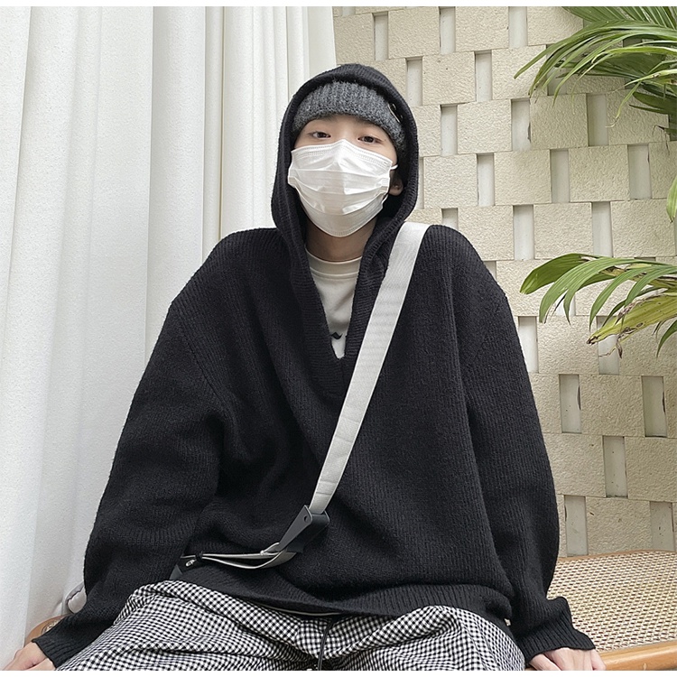 เสื้อฮู้ดสเวตเตอร์เกาหลี-oversize-แบบสวมหัว-เสื้อคาร์ดิแกน-แจ็คเก็ตทรงหลวม