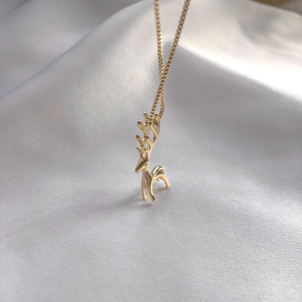 สร้อยคอประดับจี้รูปกวาง-ไม่ลอก-ไม่ดำ-ไม่แพ้-tiny-bambi-necklace-apostrophe-x