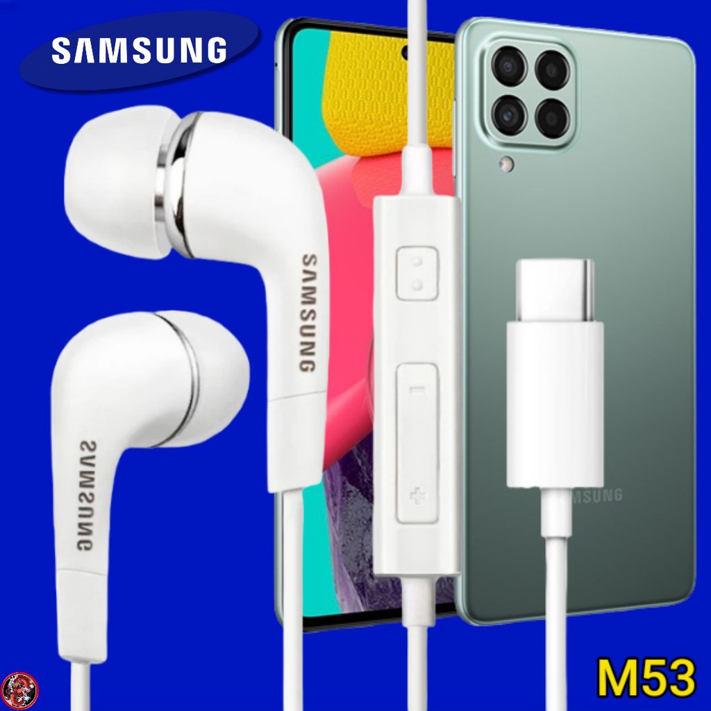 หูฟัง-สมอลทอล์คแท้-type-c-samsung-galaxy-m53-5g-เสียงดี-เบสหนัก-เล่นเพลง-หยุด-เลื่อนเพลง-ปรับระดับเสียง-รับ-วางสาย