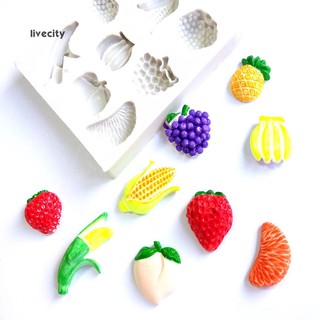Livecity แม่พิมพ์ซิลิโคน รูปผลไม้ สําหรับตกแต่งเค้ก ฟองดองท์ ขนมหวาน DIY