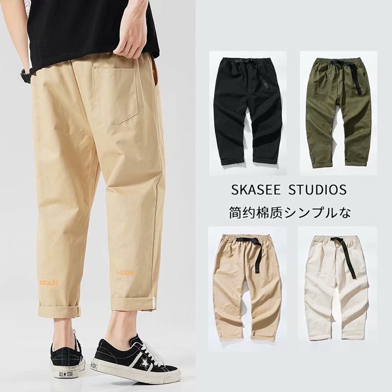 ราคาและรีวิวกางเกงลำลอง กางเกงสไตล์เกาหลี กางเกง 5 ส่วน กางเกงทรงกระบอก กางเกงผู้ชาย รุ่น KN33