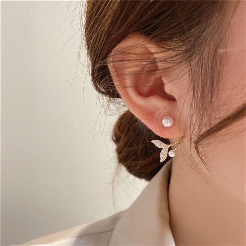 ต่างหูเงิน-s925-รูปหางปลา-ประดับลูกปัด-ขนาดเล็ก-เข้ากับทุกการแต่งกาย-สไตล์เกาหลี-2022