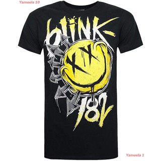 เสื้อยืดอินเทรนด์ผู้ชายอินเทรนด์ผู้หญิงOfficial Mens Blink 182 Smile T-Shirt  Blink 182 บลิงก์ 182 วงร็อค เสื้อพิมพ์ลาย