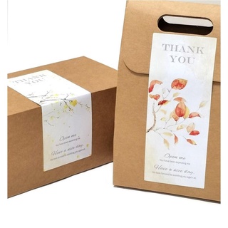 ภาพขนาดย่อของสินค้า30Pcs 15*6cm Waterproof Thank You Sticker With Leaves And Flowers Pattern Gift Packaging Decoration Sealing Labels For Small Business