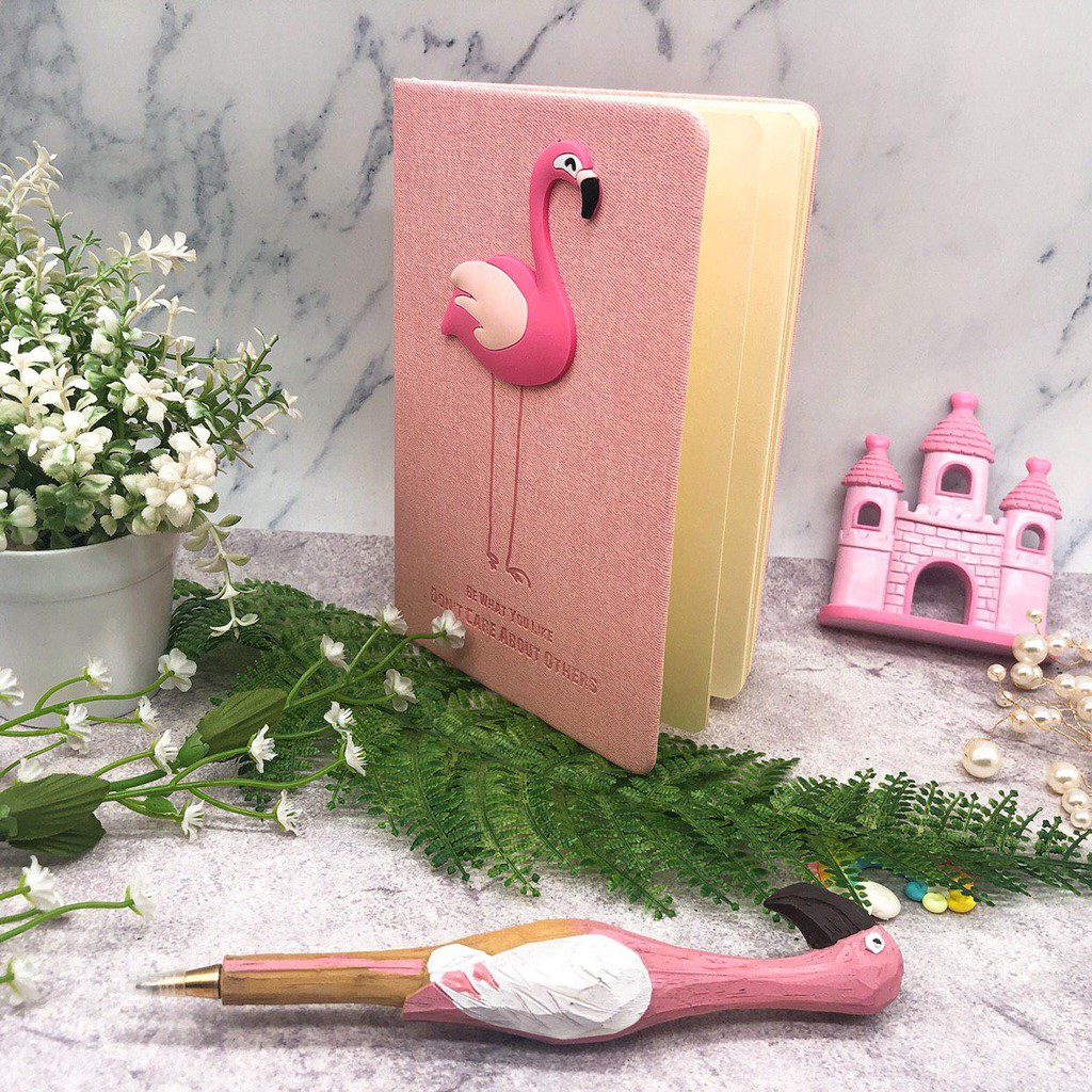 fancystore-มีสินค้า-พร้อมส่ง-ของขวัญปีใหม่-สมุดไดอารี่-สมุดจดบันทึกน่ารัก-ลายนก-flamingo-ปากกาสุดคลาสสิคทำจากไม้แท้