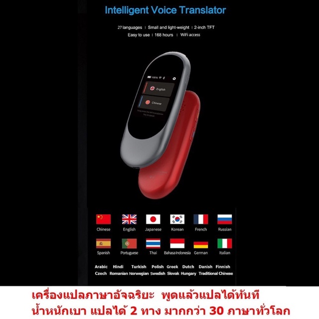 เครื่องแปลภาษา อัจฉริยะ พูดภาษาไทยแล้วแปลเป็นภาษาอื่นได้ทันที ขนาดพกพา แปลได้มากกว่า  30 ภาษาทั่วโลก แปลได้ 2 ทาง | Shopee Thailand