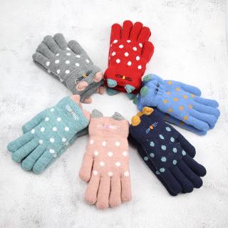 4-7 ปีเด็กถุงมือสาวเด็กในช่วงฤดูหนาวที่อบอุ่นถุงมือถักนิ้วมือ