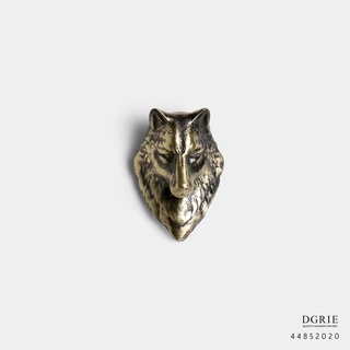 Pensive Gold Wolf Head Brooch-เข็มกลัดหัวหมาป่า