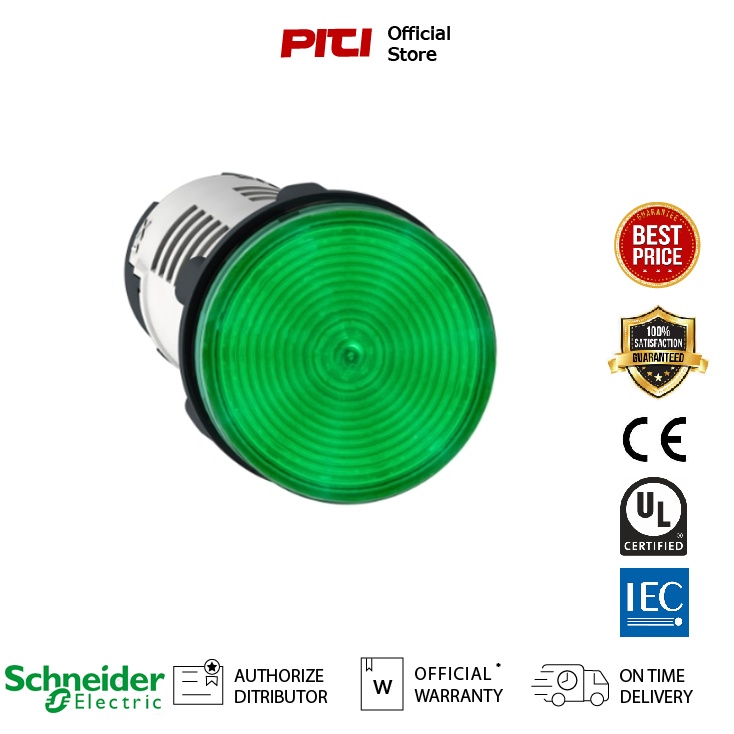 Schneider XB7EV03MP Harmony plastic green 22mm integral LED 230-240V AC ...