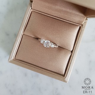 💍✨WR-11 แหวนเพชร CZ ขนาด 0.8 ct.(6 mm) แหวนเงินแท้ เครื่องประดับออกงาน แหวนแต่งงาน เทียบเพชรแท้ By Mora Jewelry Diamond