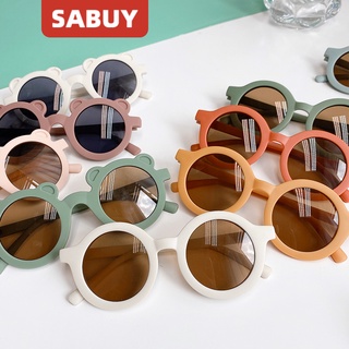 SABUY แว่นกันแดดสไตล์เรโทรสำหรับเด็กเกาหลี UV400 สีทึบป้องกันรังสียูวีแฟชั่นกรอบทรงกลมเด็กคลาสสิกแว่นกันแดดแว่นตาเด็ก