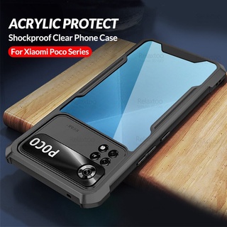 Acrylic Back Transparent Case For Xiaomi Poco X4 Pro 5G M4 Pro 4G Mi Pocco M X 4 NFC Pocox4 PocoM4 Camera Shockproof Cover Coque