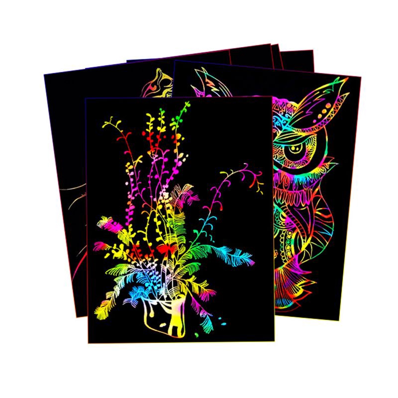 Scratch Paper Art Set Rainbow Scratch Paper 50 PCS for Kids Black