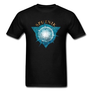 เสื้อยืด พิมพ์ลาย Sputnik 1 สไตล์พังก์เรโทร สีดํา สีฟ้า สําหรับผู้ชาย ผู้ใหญ่