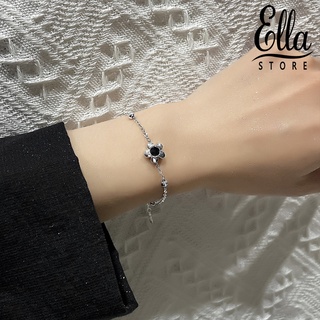 Ellastore123 สร้อยข้อมือโซ่ รูปดอกไม้ห้ากลีบ ประดับพลอยเทียม ปรับได้ ของขวัญวันเกิด สําหรับผู้หญิง ออกเดท