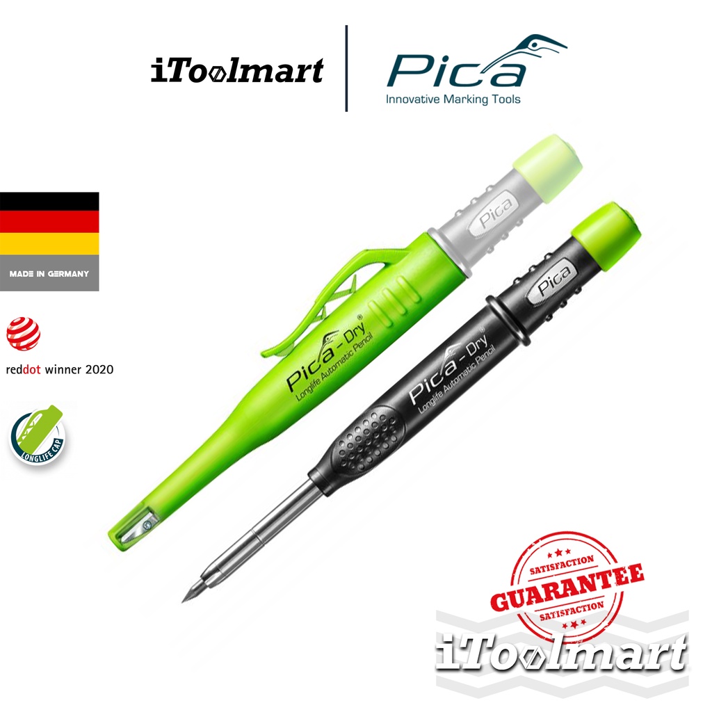 Pica 4043 Lot de 10 marqueurs Dry Longlife Automatic Pen 3030 10 mines graphite 4030 10 mines spéciales Blanc