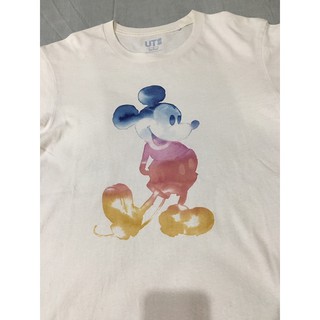 เสื้อยืดผ้าฝ้ายพิมพ์ลายขายดี เสื้อยืดมือสอง UNIQLO X MICKEY MOUSE DISNEY Size S มือ2