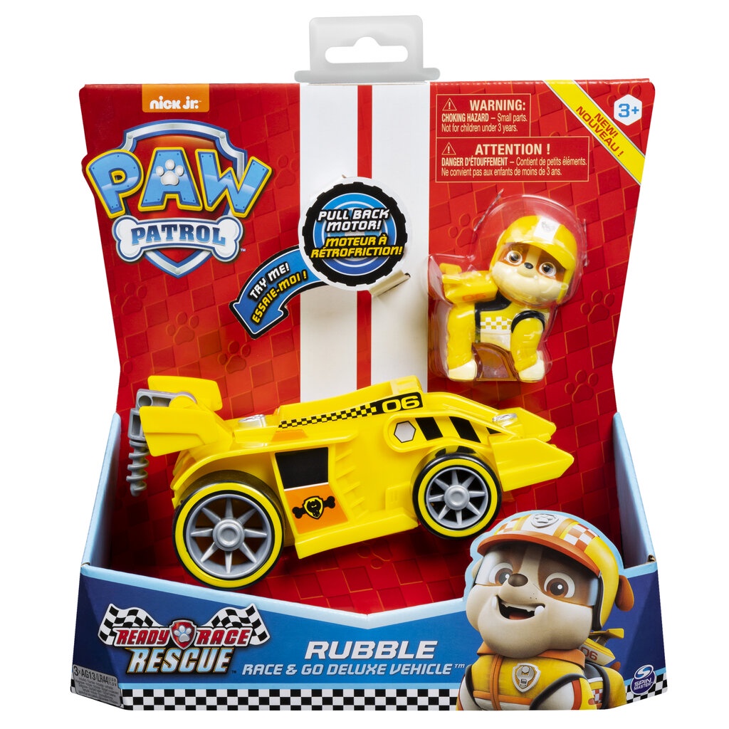 PAW Patrol Ready Race Rescue Rubble’s Race & Go Deluxe Vehicle with ...
