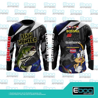 เสื้อยืดไมโครไฟเบอร์ ขนาดใหญ่ พิมพ์ลายกระเบื้องโซนิค Eboq Sublimation Baju Abu Garcia Shimano Daiwa 2022