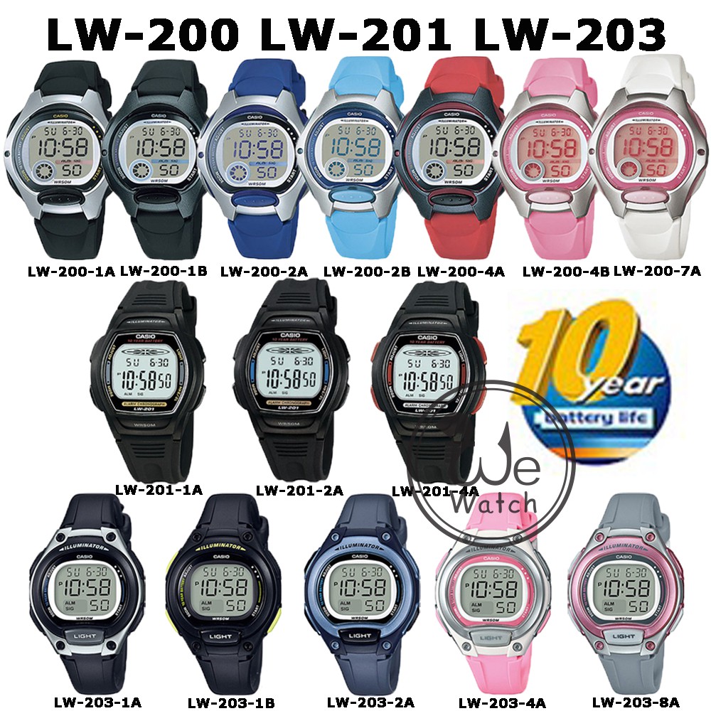 ภาพหน้าปกสินค้าCASIO รุ่น LW-200 LW-201 LW-203 นาฬิกา สายเรซิ่น ประกัน 1ปี LW203 LW200 LW201