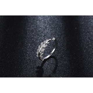 แหวนแฟชั่น ❤ แหวน คริสตัล ใบมะกอก ปรับขนาดได้ แหวนมะกอก แหวนใบมะกอก เครื่องประดับแฟชั่น แหวนเกาหลี มินิมอล